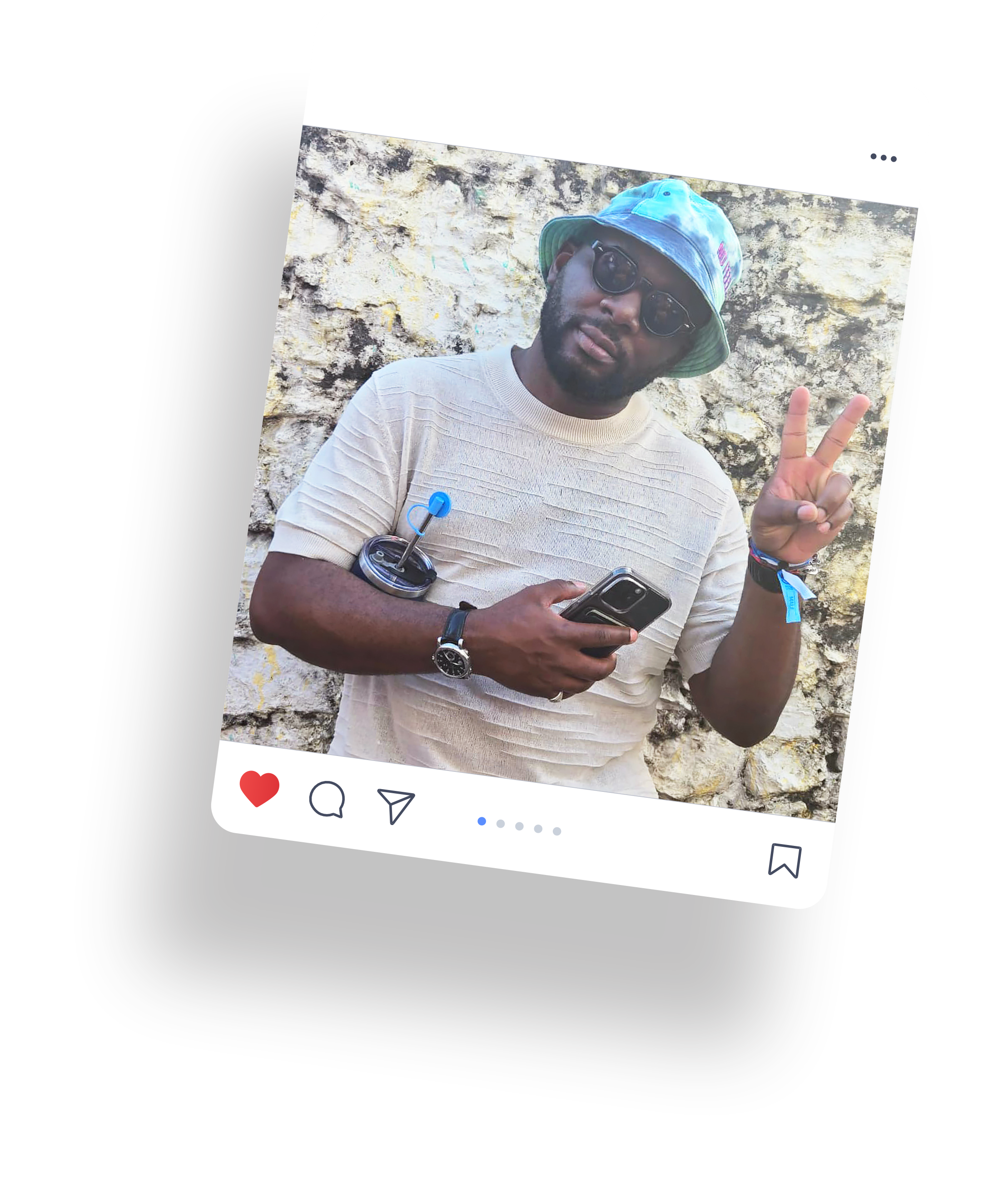 TJ in a tilted social media photo card